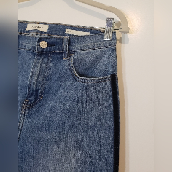 Pacsun Vintage Icon Jeans Straight Leg High Rise Black Velvet Stripes Size 28 - Picture 4 of 14
